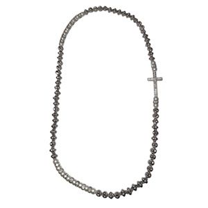 Pearl & Silver beaded Necklace w/ Cross Pendant, Unisex